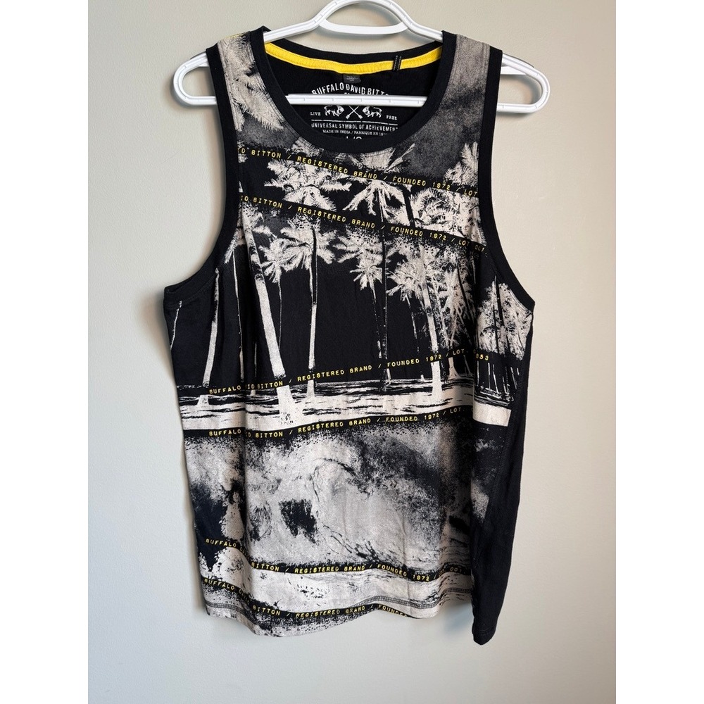 Buffalo David Bitton Palm Tree Tank Top Large Vintage Y2K Summer Beach Tropical